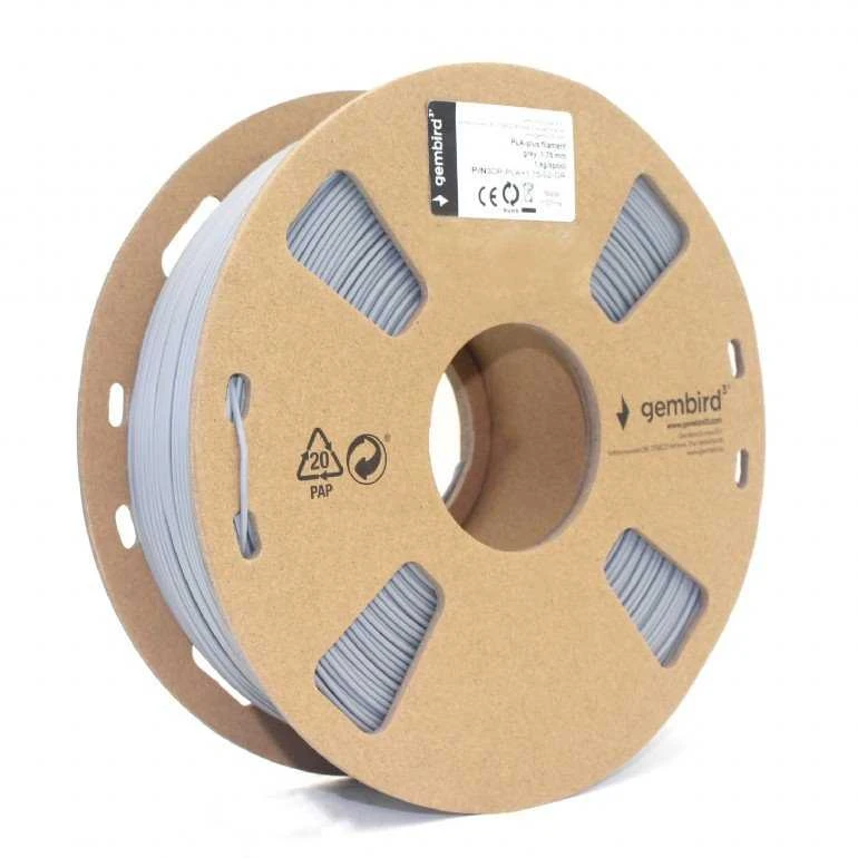 GEMBIRD 3DP-PLA+1.75-02-GR siūlas Gembird PLA-plus Pilkas 1,75mm 1kg