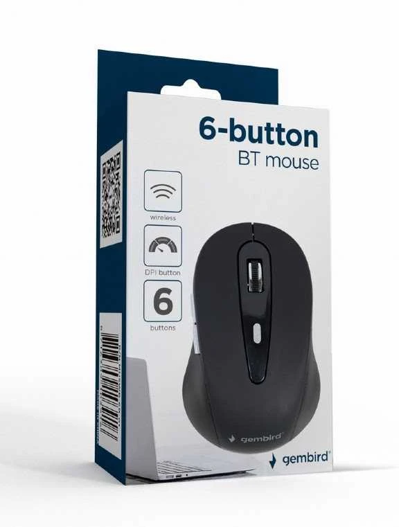 GEMBIRD MUSWB-6B-01 Gembird 6 mygtukų Bluetooth optinė pelė MUSWB-6B-01, 1600 DPI, juodas