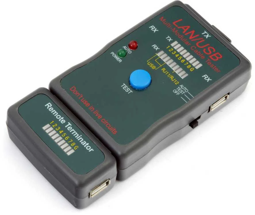 GEMBIRD NCT-2 Gembird kabelių testeris RJ-45, RJ-11, UTP, STP, USB AA/AB