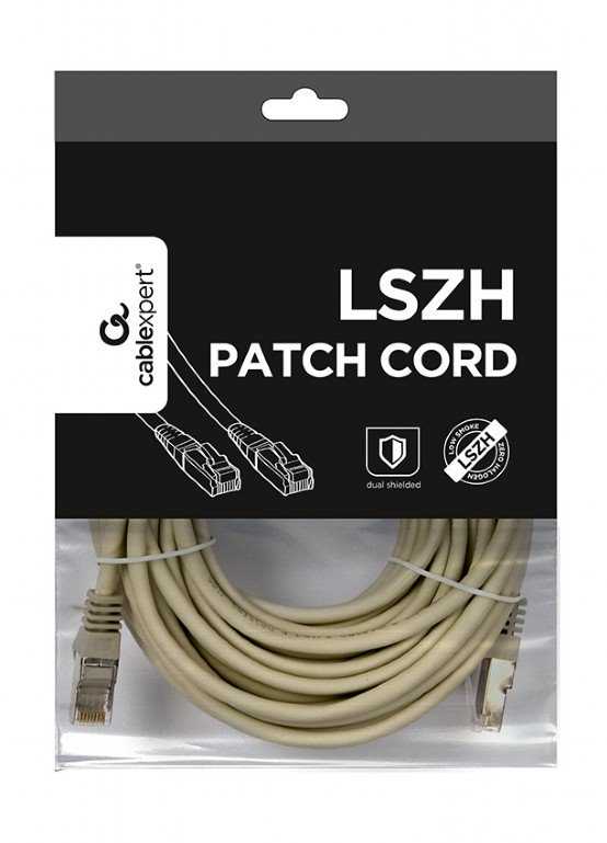 GEMBIRD PP6A-LSZHCU-10M Gembird patchcord RJ45, kat. 6A,SFTP, LSZH, 10m, pilka