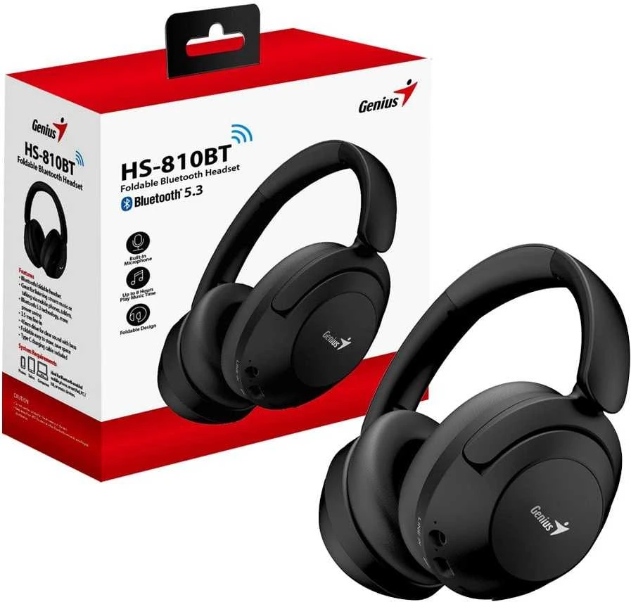 Genius HS-810BT ausinės su mikrofonu, juoda, bluetooth