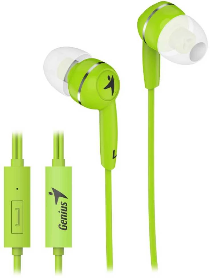 Genius HS-M320 ausinės, przewodowa, žalia, Įstatomos į ausis (į ausis įkišamos tipo) ausinės typ 3.5 mm jack