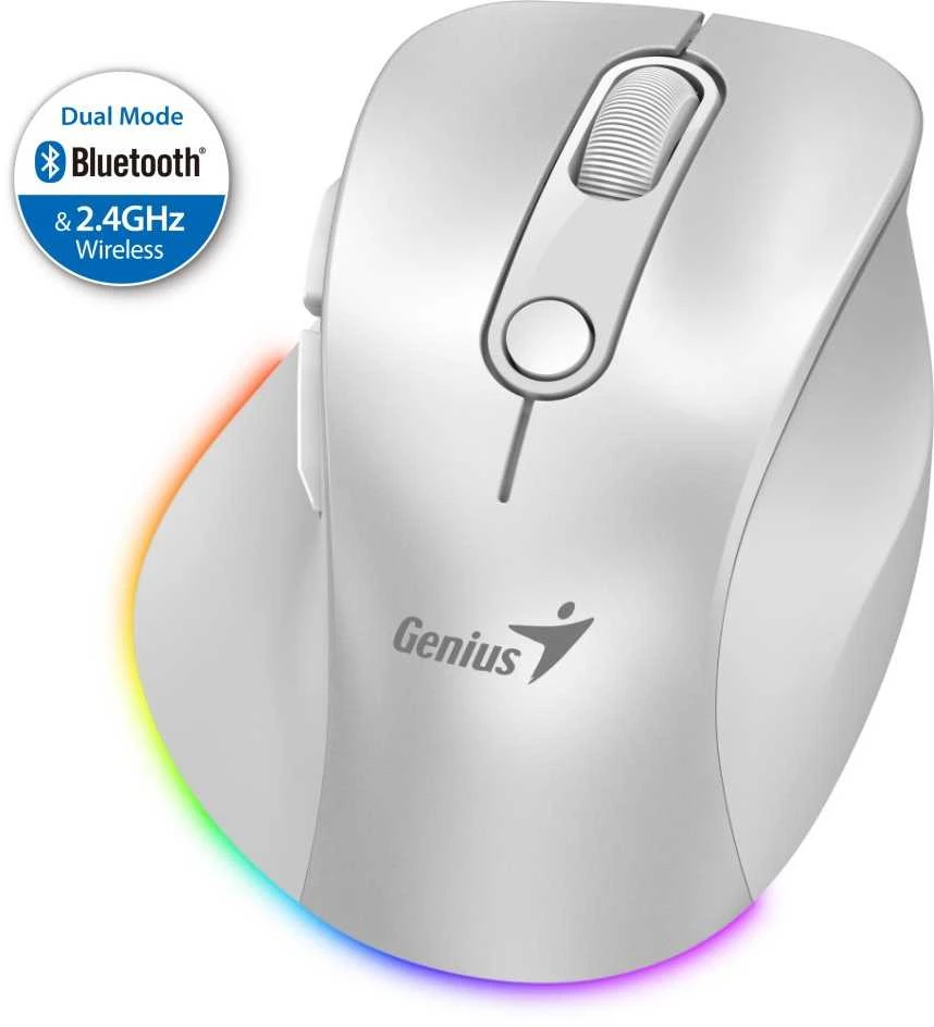 Bevielė pelė, Genius Ergo 9000S Pro, balta, optinė, 2400DPI