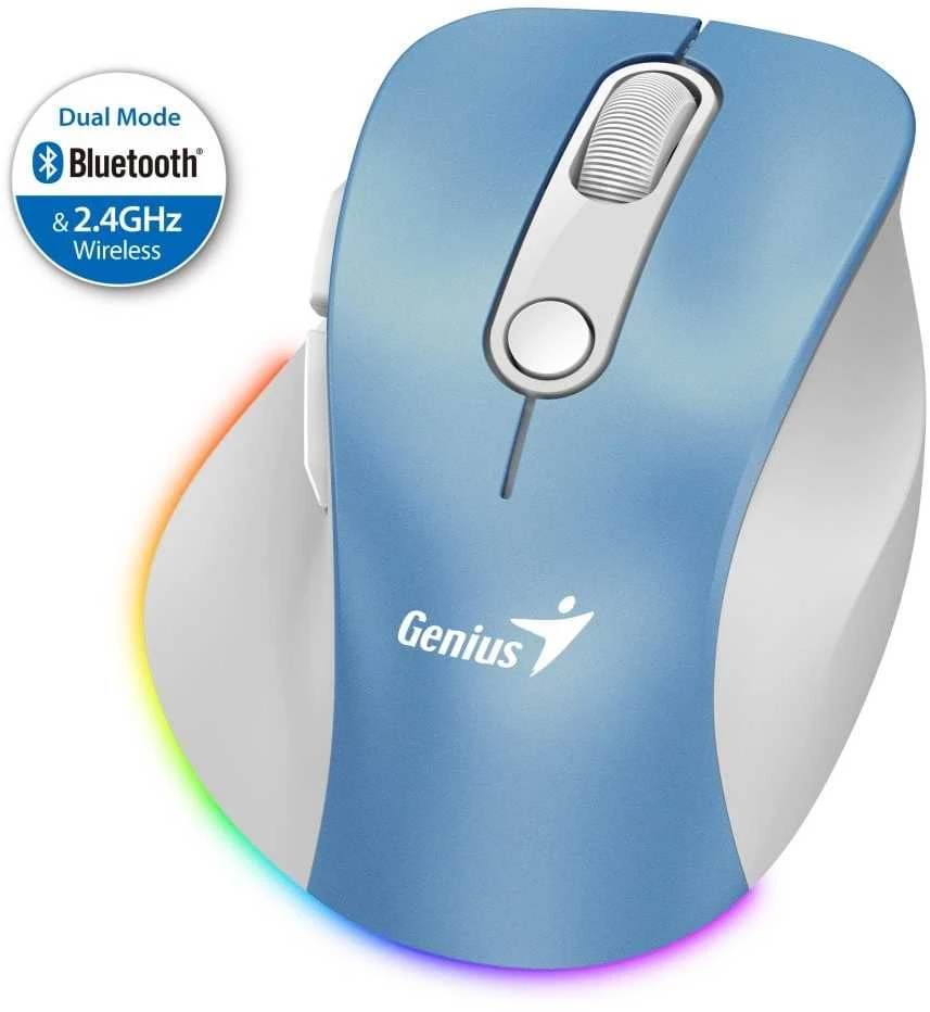Genius Ergo 9000S Pro Bevielė pelė, balta ir-mėlyna, 2400DPI