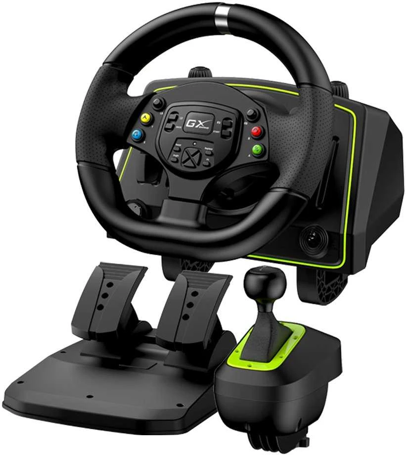 Vairas Genius GX Gaming SpeedMaster X2, vairas su pedalais ir pavarų svirtimi, 13 mygtukų, USB, juoda