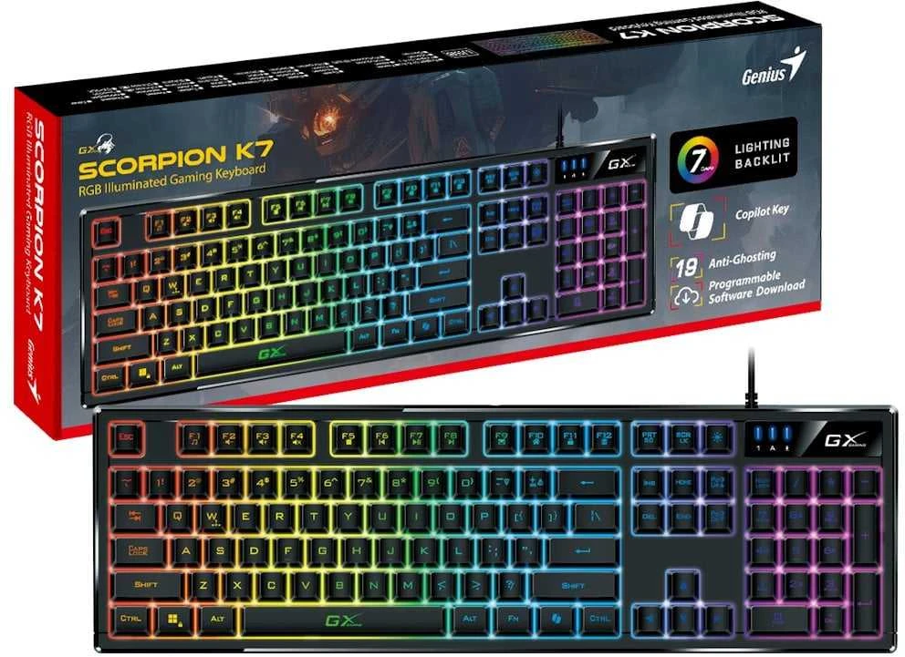 Genius GX Gaming Scorpion K7 Copilot klaviatūra su laidu (USB) CZ/SK, juoda