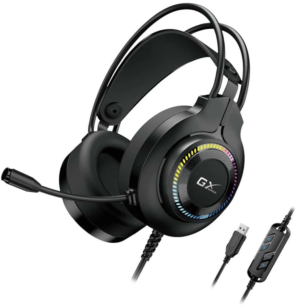 Genius GX GAMING HS-GX580U ausinės su mikrofonu, juoda, ausinės, 50 mm garsiakalbiai typ USB
