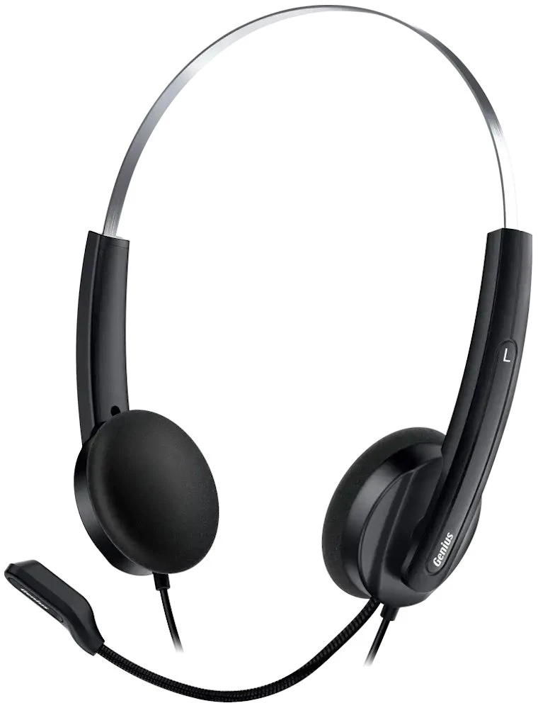 Genius HS-220U AI ausinės su mikrofonu, przewodowa, juoda, 2.0, Na głowę, USB