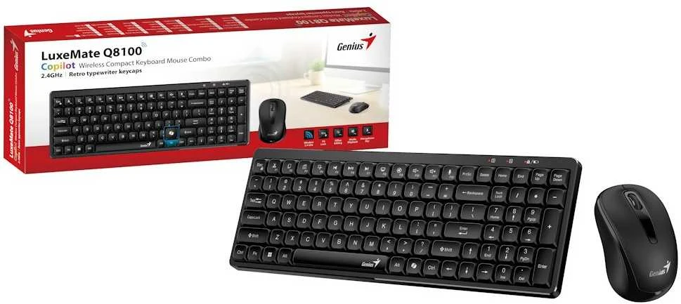 Genius LuxeMate Q8100 komplektas belaidė klaviatūra CZ/SK, juoda