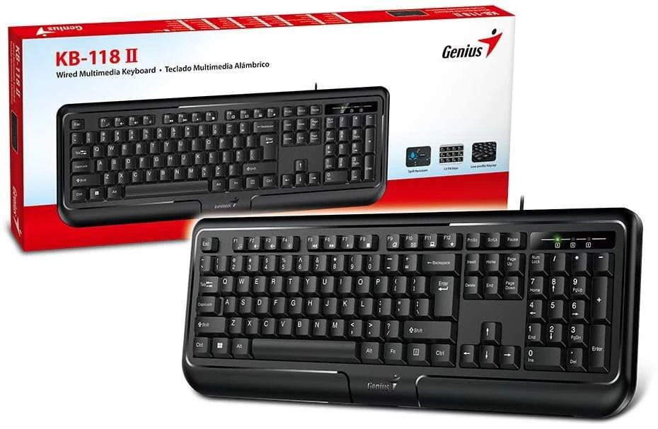 Genius KB-118 II klaviatūra su laidu (PS/2) CZ/SK, juoda