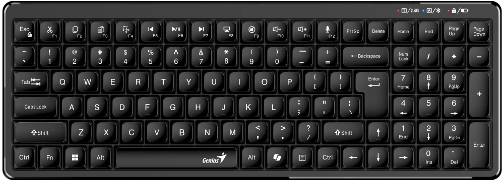 Genius LuxeMate Q7100BT Copilot belaidė klaviatūra CZ/SK, juoda