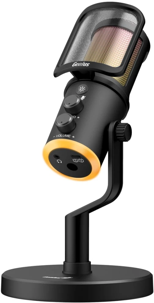 Genius MIC-S400U transliacinis mikrofonas, juodas, RGB, USB-C
