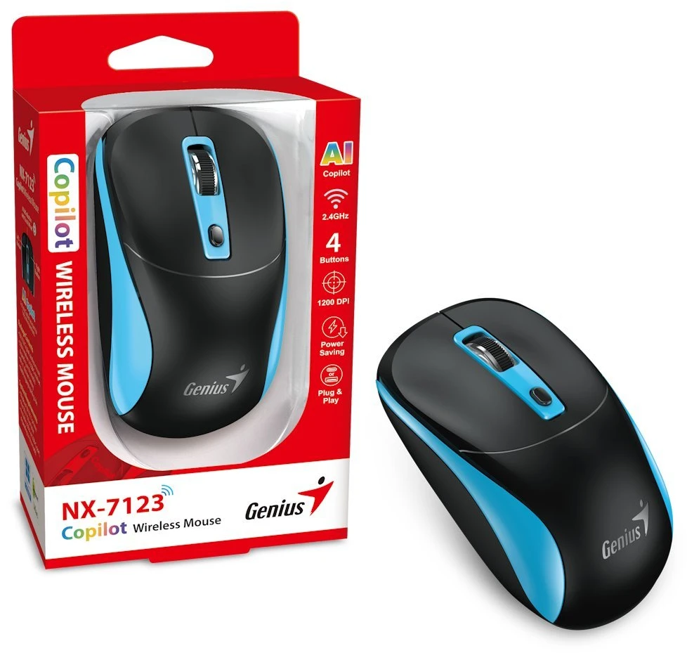 Genius NX-7123 Bevielė pelė, juoda-mėlyna, 1200DPI