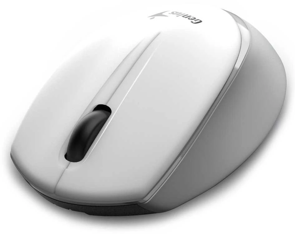 Pelė Genius Pelė NX-7009, 1200DPI, 2.4 [GHz], optinė, 3kl., belaidė, balta ir-pilka, 1 vnt AA, Mėlyna-Eye sensor, symetryczna