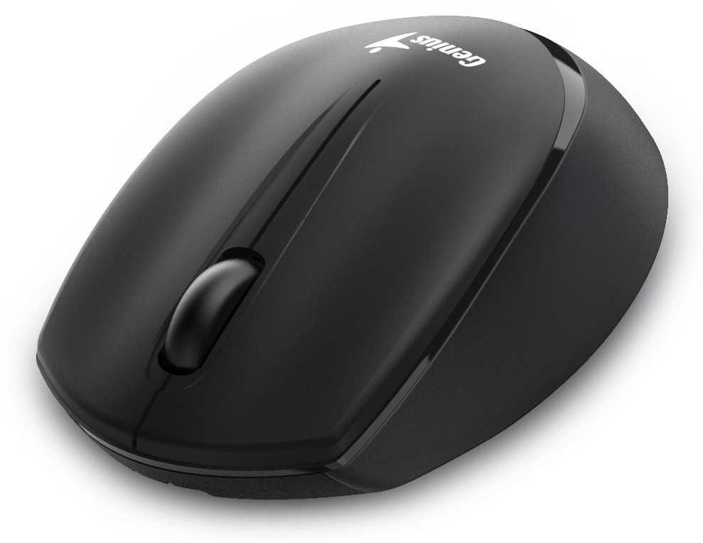Pelė Genius Pelė NX-7009, 1200DPI, 2.4 [GHz], optinė, 3kl., belaidė, juoda, 1 vnt AA, Mėlyna-Eye sensor, symetryczna