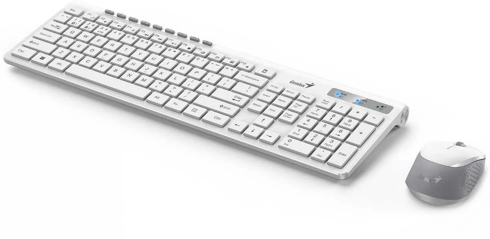 Genius SlimStar 8230 komplektas belaidė klaviatūra CZ/SK, balta su belaidė optinė pelė, 1x AA, 1x AA, classic, Dual-Mo