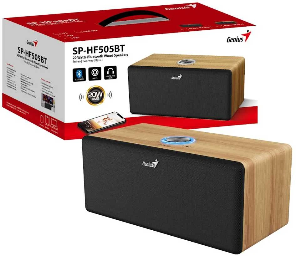 Genius SP-HF505BT garsiakalbis, 20 W, raudonas, medinis