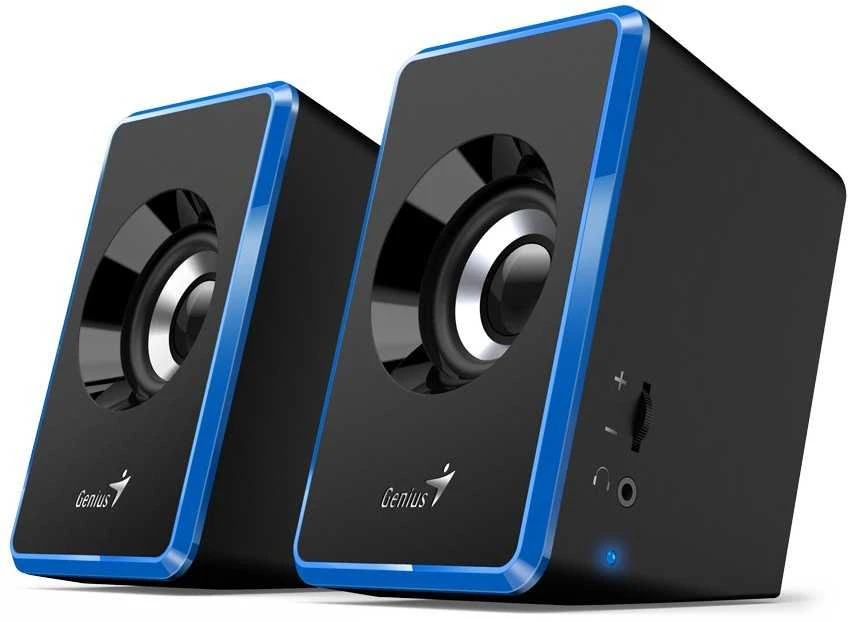 Kompiuterio kolonėlės Genius głośniki SP-U125, 2.0, 3W, mėlyna, garsumo valdymas, 3,5 mm jack (USB), 150Hz-20kHz