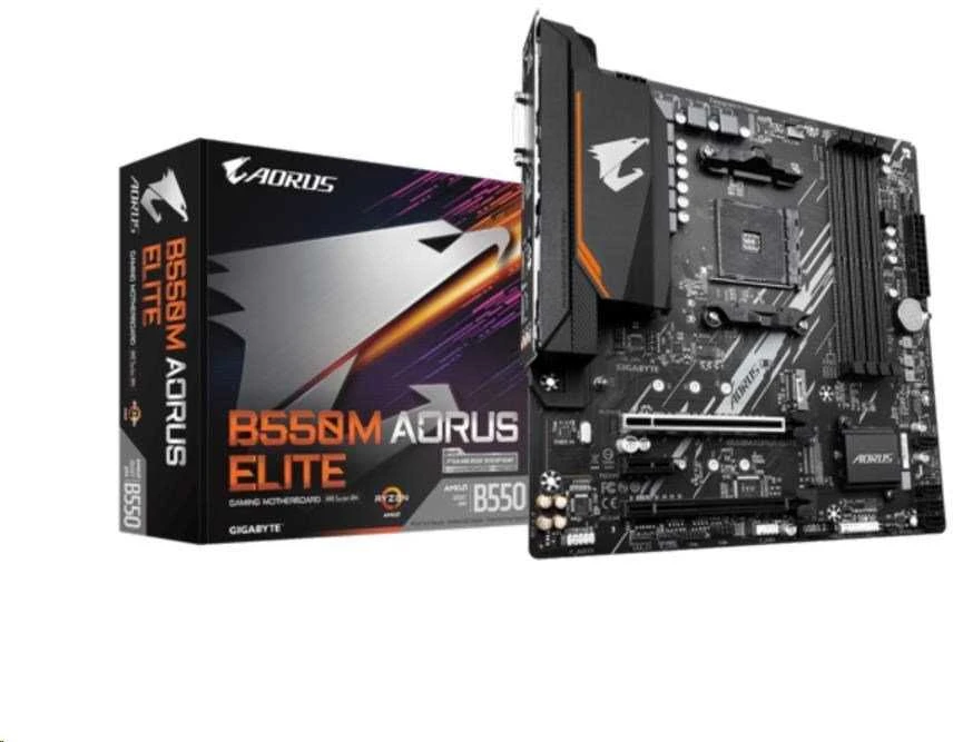 Pagrindinė plokštė Gigabyte B550M AORUS Elite/AM4/Micro-ATX/Memory DDR4/Atminties lizdai 4/1xPCI-Express 3.0 1x/1xPCI-Express 3.0 4x/1xPCI-Express 4.0 16x/2xM.2/1xDVI-D/1xHDMI/2xAudio-In/1xAudio-Out/4xUSB 2.0/4xUSB 3.2/1xPS/2/1xRJ45