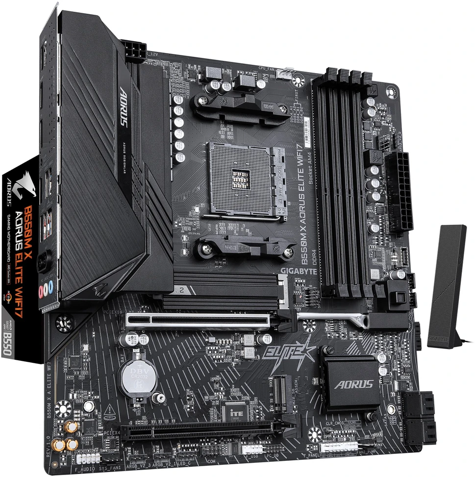 Pagrindinė plokštė GIGABYTE B550M X AORUS ELITE WIFI7 AMD B550 AM4 lizdas „micro ATX“