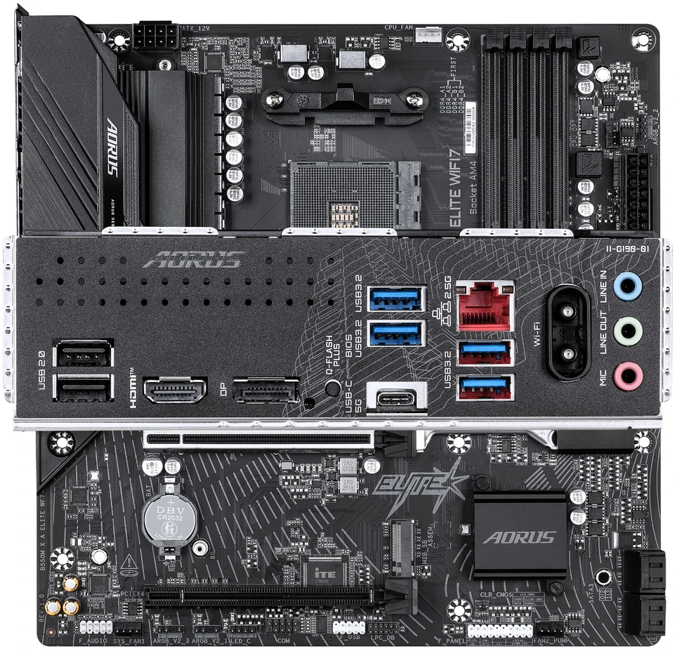 Pagrindinė plokštė GIGABYTE B550M X AORUS ELITE WIFI7 AMD B550 AM4 lizdas „micro ATX“