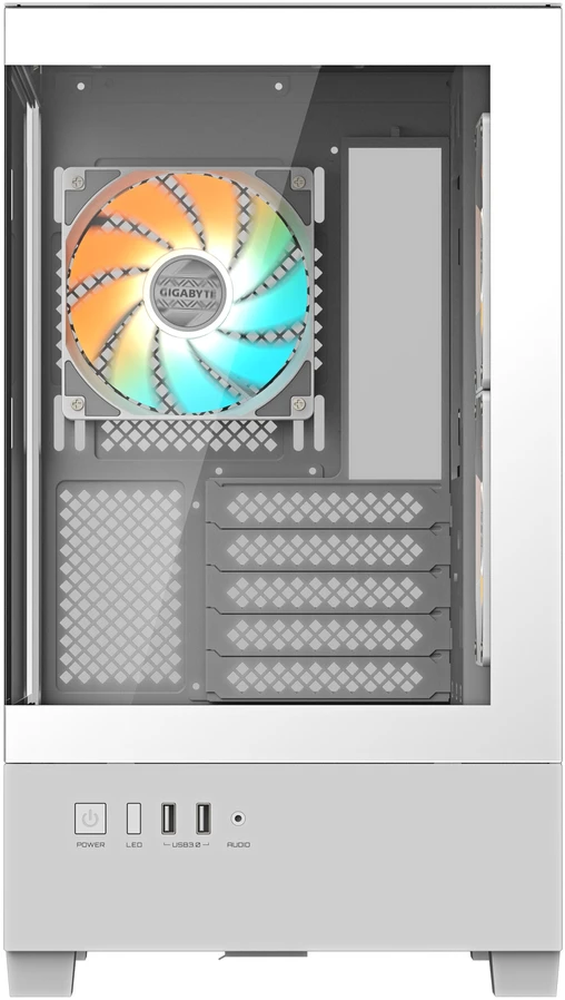 GIGABYTE C201 Panoramic Ice, Tower tipo korpusas - baltas, grūdintas stiklas x 2