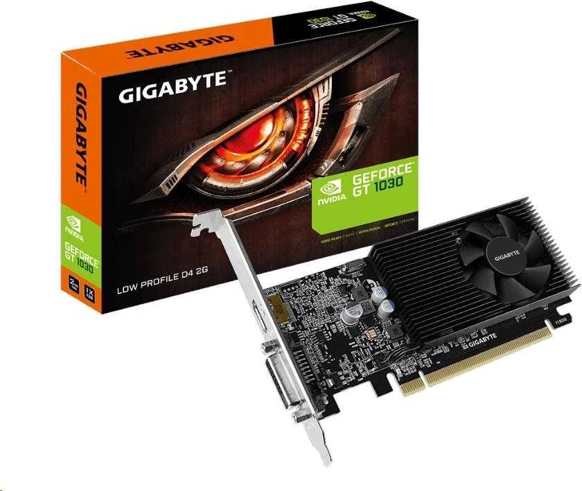 Vaizdo plokštė Gigabyte Gigabaitas | GV-N1030D4-2GL 1.0 | NVIDIA | 2 GB | GeForce GT 1030 | DDR4 | DVI-D jungtys kiekis 1 | HDMI jungtys kiekis 1 | PCI Express 3.0 | Atminties taktinis dažnis 2100 MHz | Procesoriaus dažnis 1417 MHz