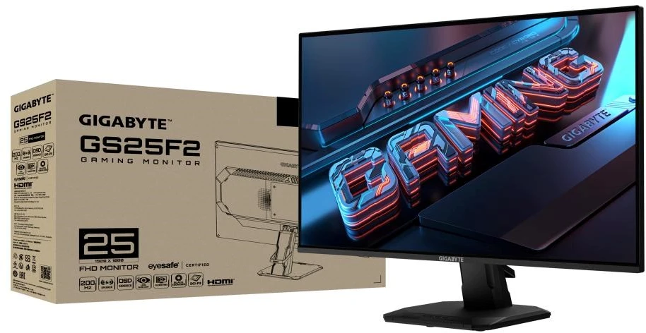 Monitorius Gigabyte GS25F2 EU | 24.5" | IPS | FHD | 200 Hz | 1 ms | 1920 x 1080 pikselių | 300 cd/m²