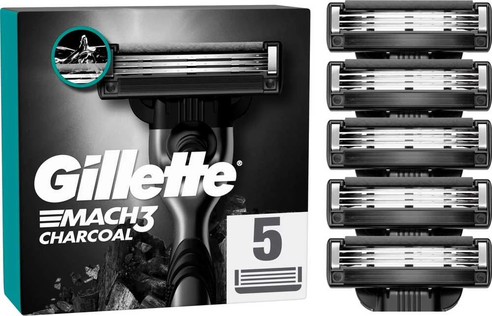 Gillette Mach3 Charcoal peiliukai, 5 vnt pakuotė