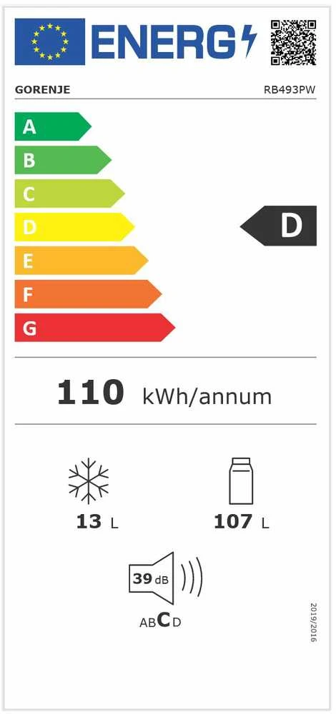 Šaldytuvas Gorenje RB493PW baltas