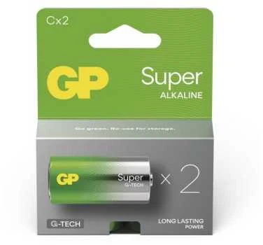 GP baterijos Super Alkaline LR14 (C, mažos mono) lizdinėje pakuotėje, 2 vnt.