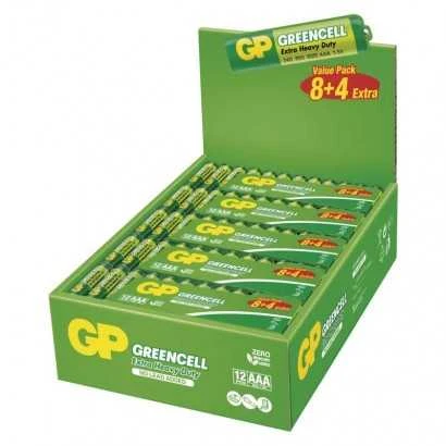 GP Greencell AAA (R03) cinko oro baterijos, 12 vnt. lizdinėje pakuotėje