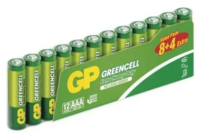 GP Greencell AAA (R03) cinko oro baterijos, 12 vnt. lizdinėje pakuotėje