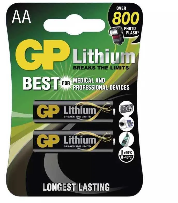 GP ličio baterijos FR6 (AA, pieštukas), 2 vnt lizdinėje plokštelėje