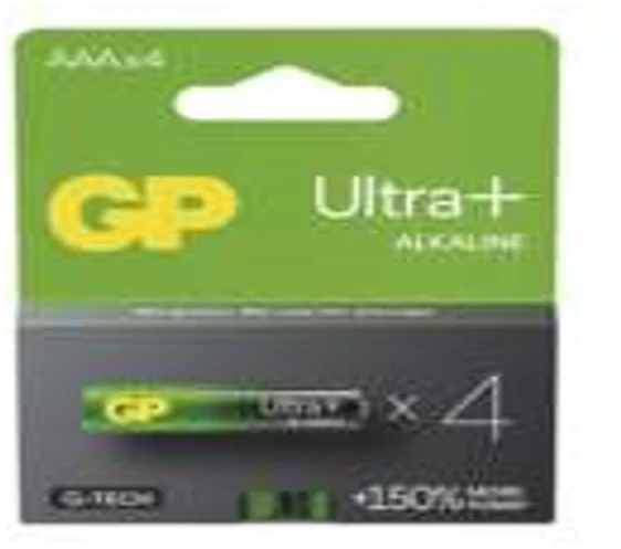 GP Ultra+ vienkartinės šarminės baterijos AAA, 4 vnt. pakuotė