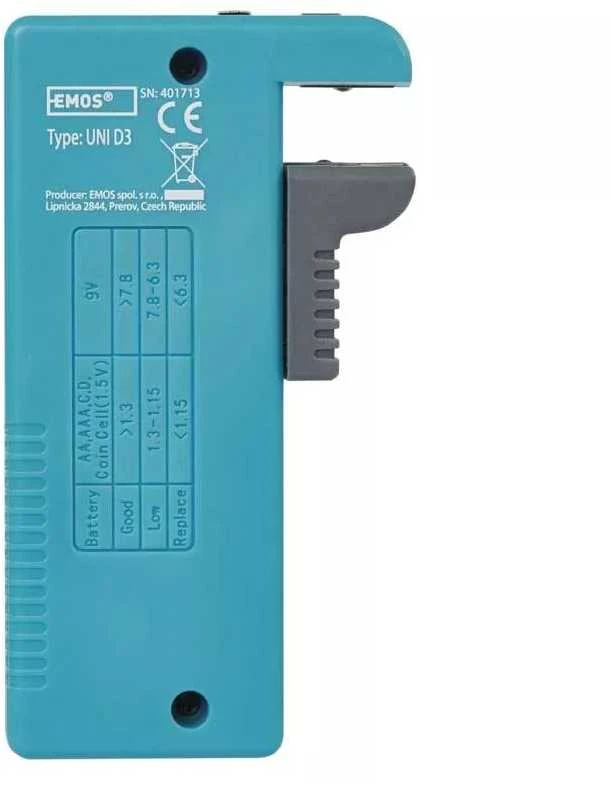 Emos Tester baterijos D / R20 C / R14 CR123 AA / R6 AAA / R03 1 vnt.