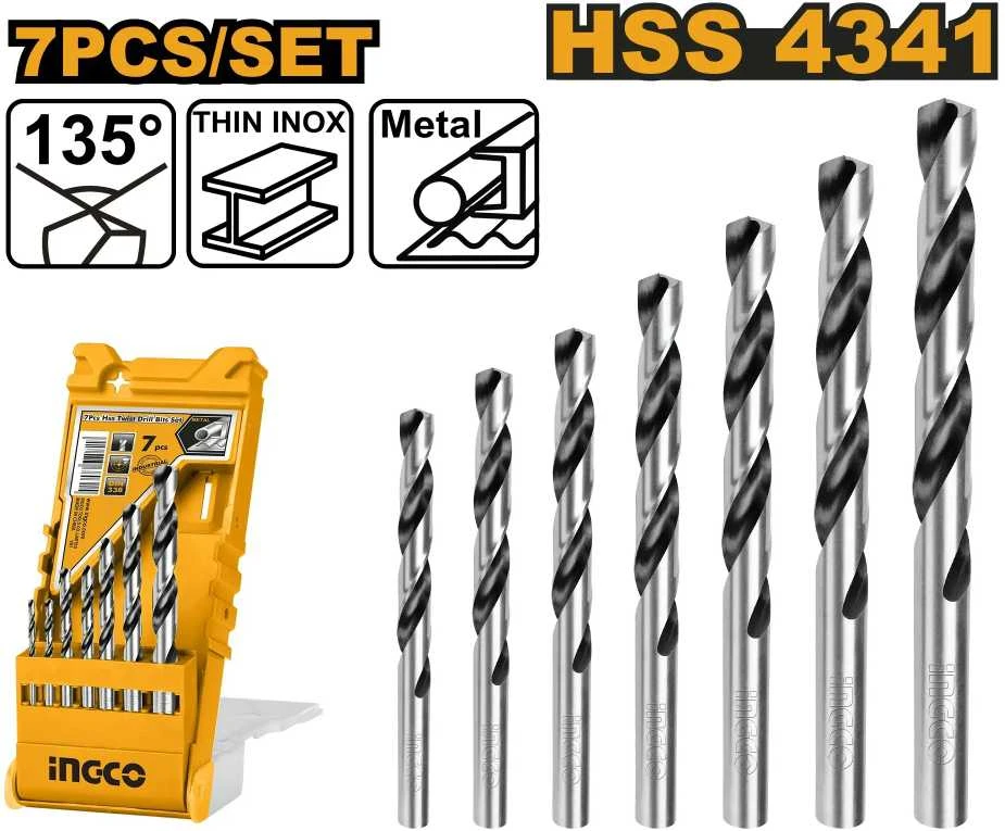 Ingco AKD1075 HSS metalo grąžtas, 7 vnt. rinkinys