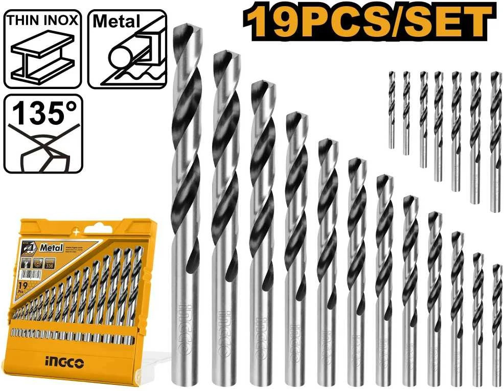 Grąžtas Ingco AKDB1195 HSS metal drill, set 19d