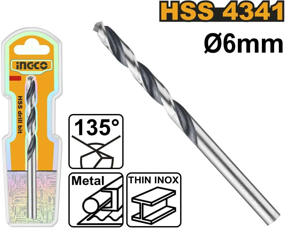 Grąžtas Ingco DBT1200604 HSS metal drill, 6mm