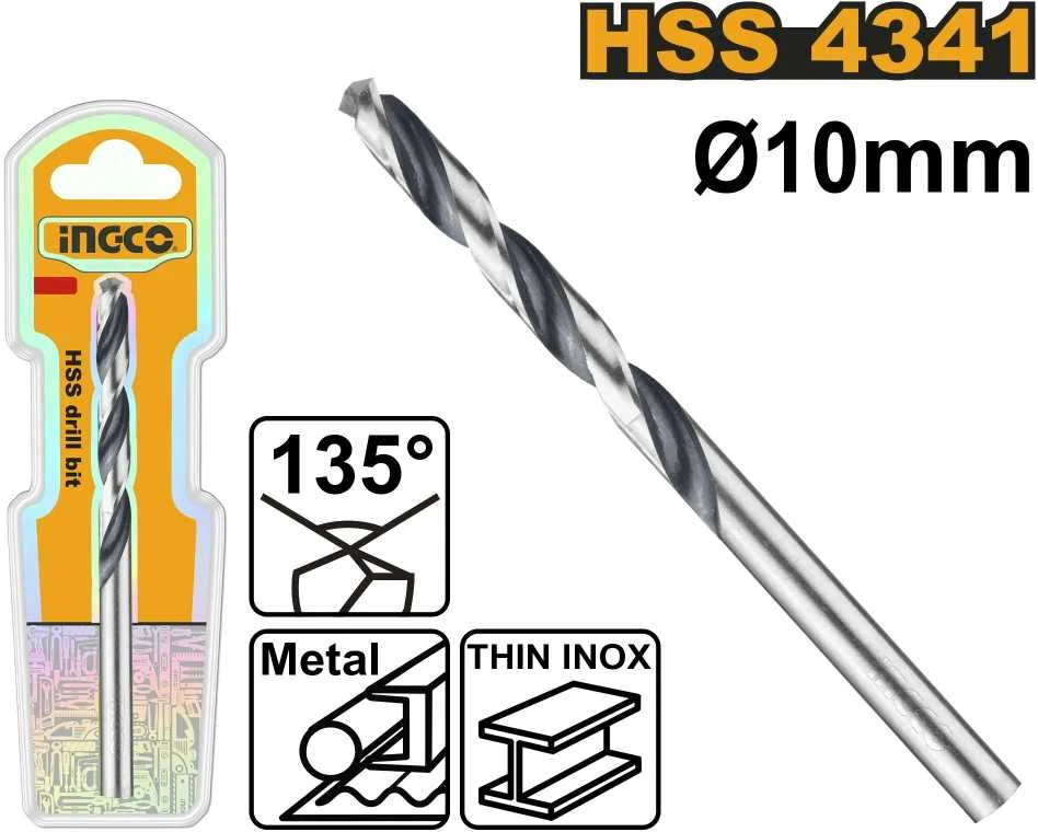 Grąžtas Ingco DBT1201004 HSS metal drill, 10mm