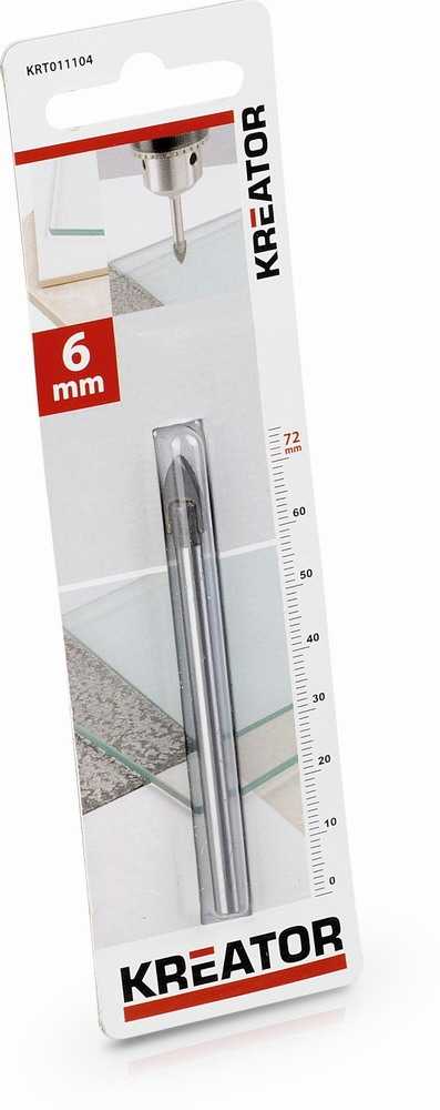 Kreator KRT011104 plytelių ir stiklo grąžtas, 6x72mm, 5mm kotas