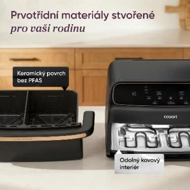 Gruzdintuvė Cosori Dual Blaze Twin Fry Compact horkovzdušná fritéza 8,6 L, keramika, juoda