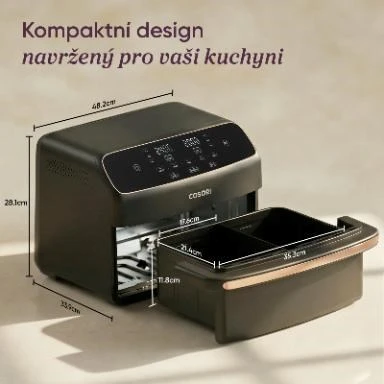 Gruzdintuvė Cosori Dual Blaze Twin Fry Compact horkovzdušná fritéza 8,6 L, keramika, juoda