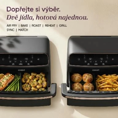 Gruzdintuvė Cosori Dual Blaze Twin Fry Compact horkovzdušná fritéza 8,6 L, keramika, juoda
