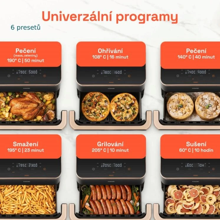 Gruzdintuvė Cosori Dual Blaze TwinFry chytrá horkovzdušná fritéza 10 L, keramika, juoda