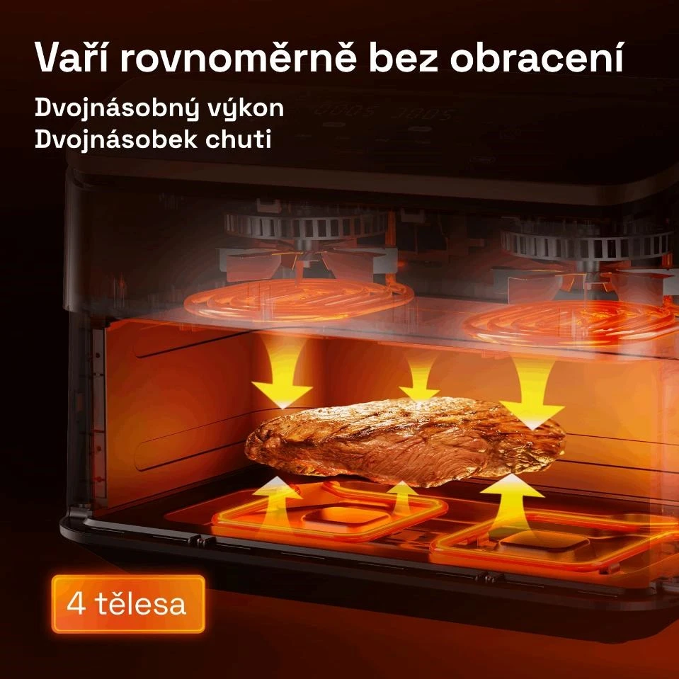 Gruzdintuvė Cosori Dual Blaze TwinFry chytrá horkovzdušná fritéza 10 L, keramika, juoda
