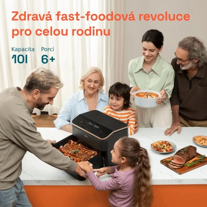 Gruzdintuvė Cosori Dual Blaze TwinFry chytrá horkovzdušná fritéza 10 L, keramika, juoda
