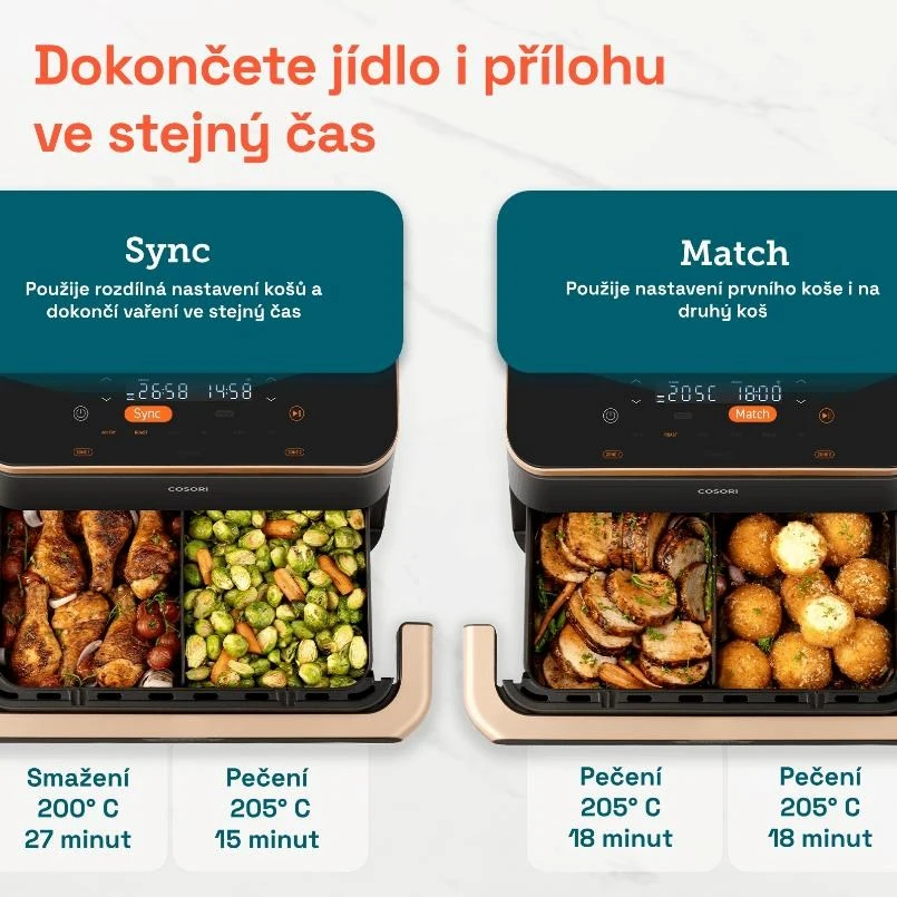 Gruzdintuvė Cosori Dual Blaze TwinFry chytrá horkovzdušná fritéza 10 L, keramika, juoda