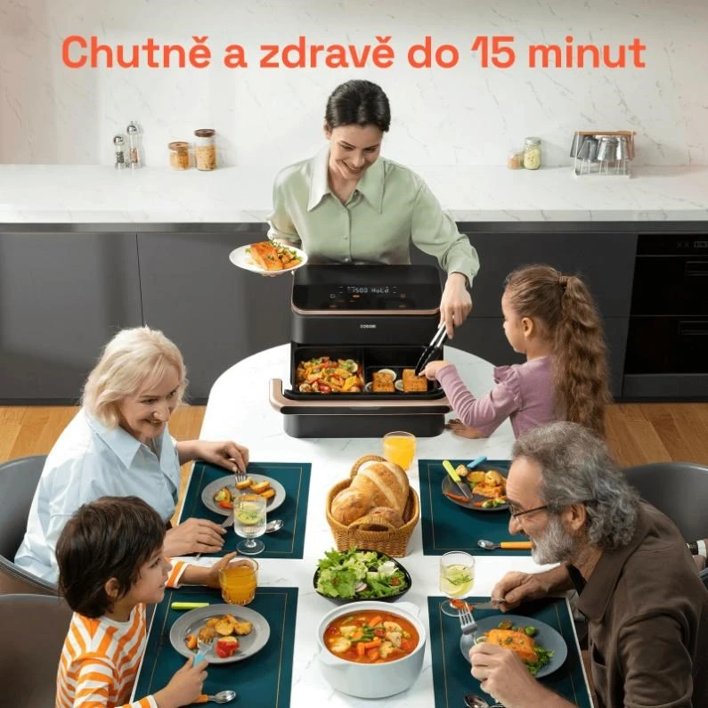 Gruzdintuvė Cosori Dual Blaze TwinFry chytrá horkovzdušná fritéza 10 L, keramika, juoda