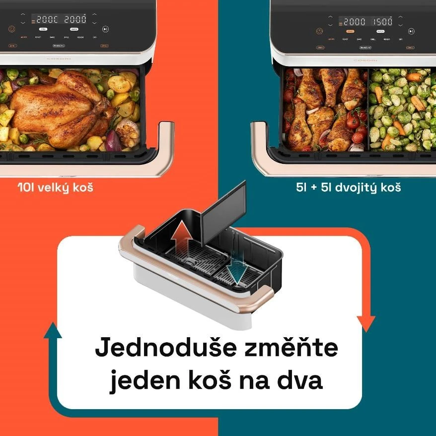 Cosori 1895375 dviguba 10 l autonominė 2800 W karšto oro gruzdintuvė Baltas